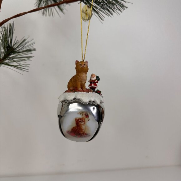 Tabby In Toyland Ornament By Ashton-Drake Galleries Sleigh Bells Cat & Santa - Picture 1 of 12